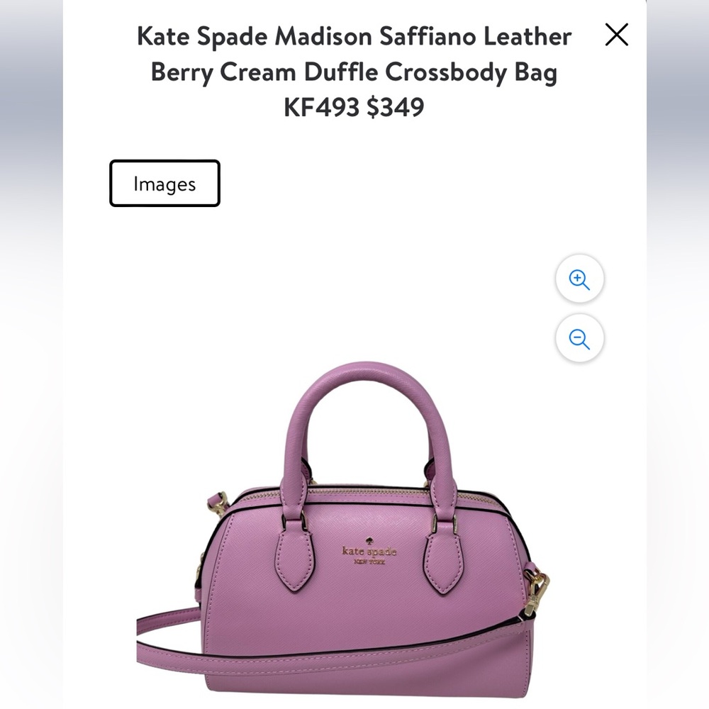 Kate Spade Madison Saffiano Leather Berry Cream Duffle Crossbody Bag KF493